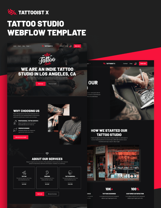 Tattooist X - New Artist Webflow Template
