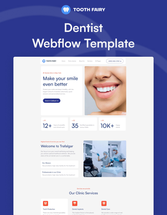Tooth Fairy 128 - New Dentist Webflow Template