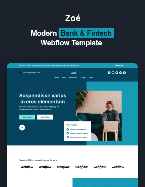 Zoé - New Bank Webflow Template