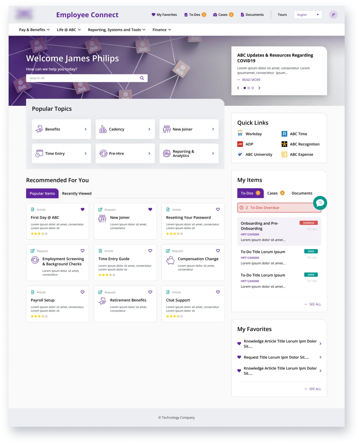 Service Portal Mockup