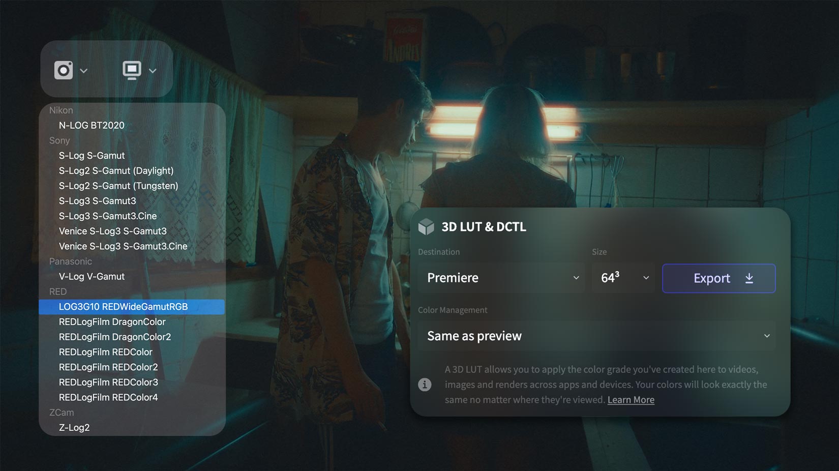 Create custom film LUTs for Adobe Premiere with Color.io
