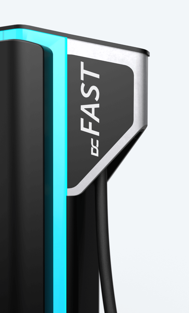 Close-up of a Volta DC Fast charging station