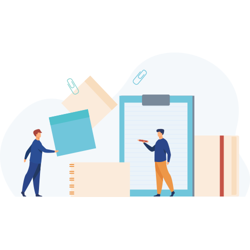 Graphic illustration of tagging & writing notes about Linkedin prospects