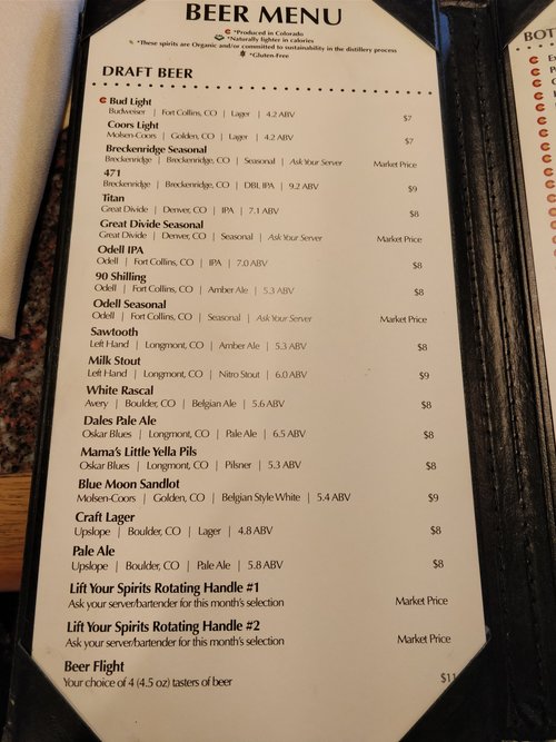 draft beer menu