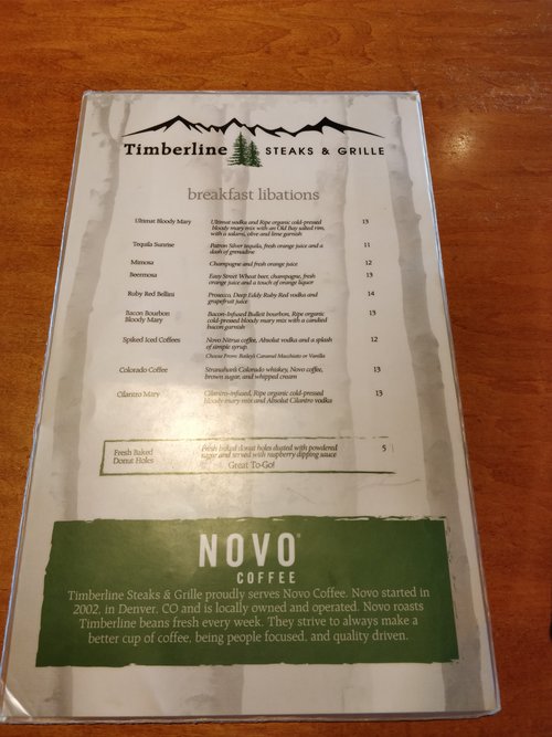 timberline steaks & grille breakfast libations