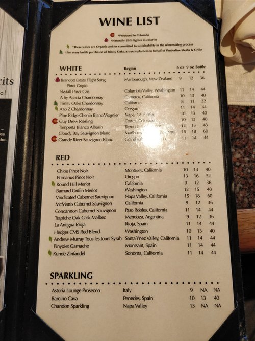 wine list