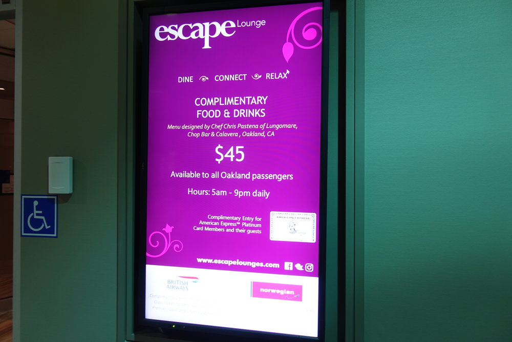 Escape Lounge entrance fee and hours