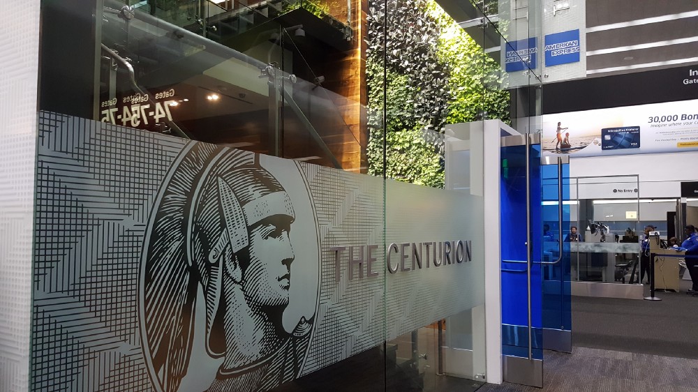 entrance to the sfo amex centurion lounge