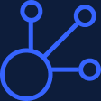 An icon for LiveControl's simulcasting showing a larger primary circle connected to 3 orbiting circles, illustrating live stream distribution.