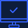 An icon for LiveControl's hardware monitoring feature showing an outline of a monitor with a check mark.