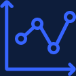 An icon for LiveControl's analytics feature showing an x and y axis and a chart symbolizing data.