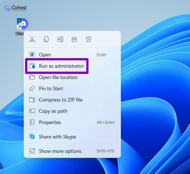 Run as administrator để cài đặt file Discord