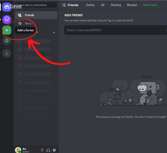 Ấn "+" để tạo kênh riêng