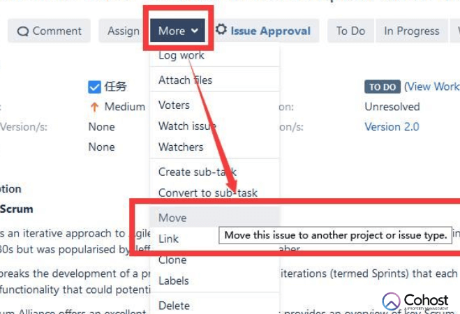 Các bước di chuyển issue rất đơn giản