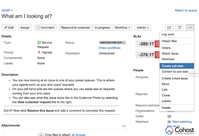 Subtask là những đầu việc nhỏ hơn trong một issue