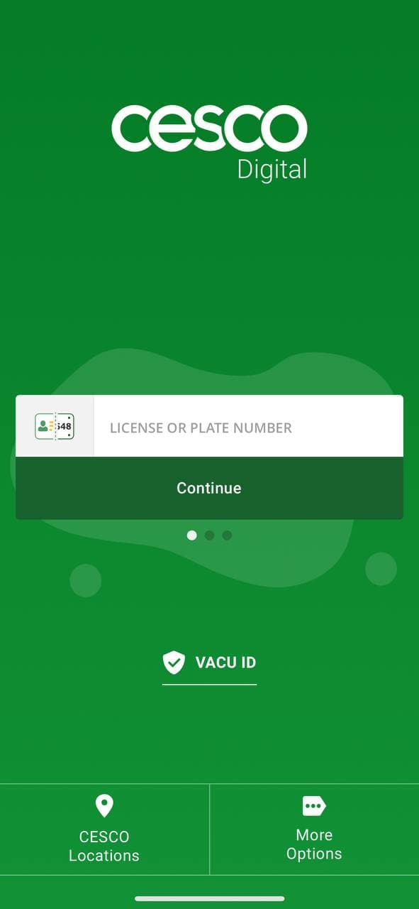 Captura de pantalla de entrada de número de licencia
