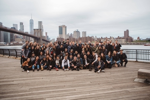 The Socality Community group photo in Dumbo on a photo walk in New York City.