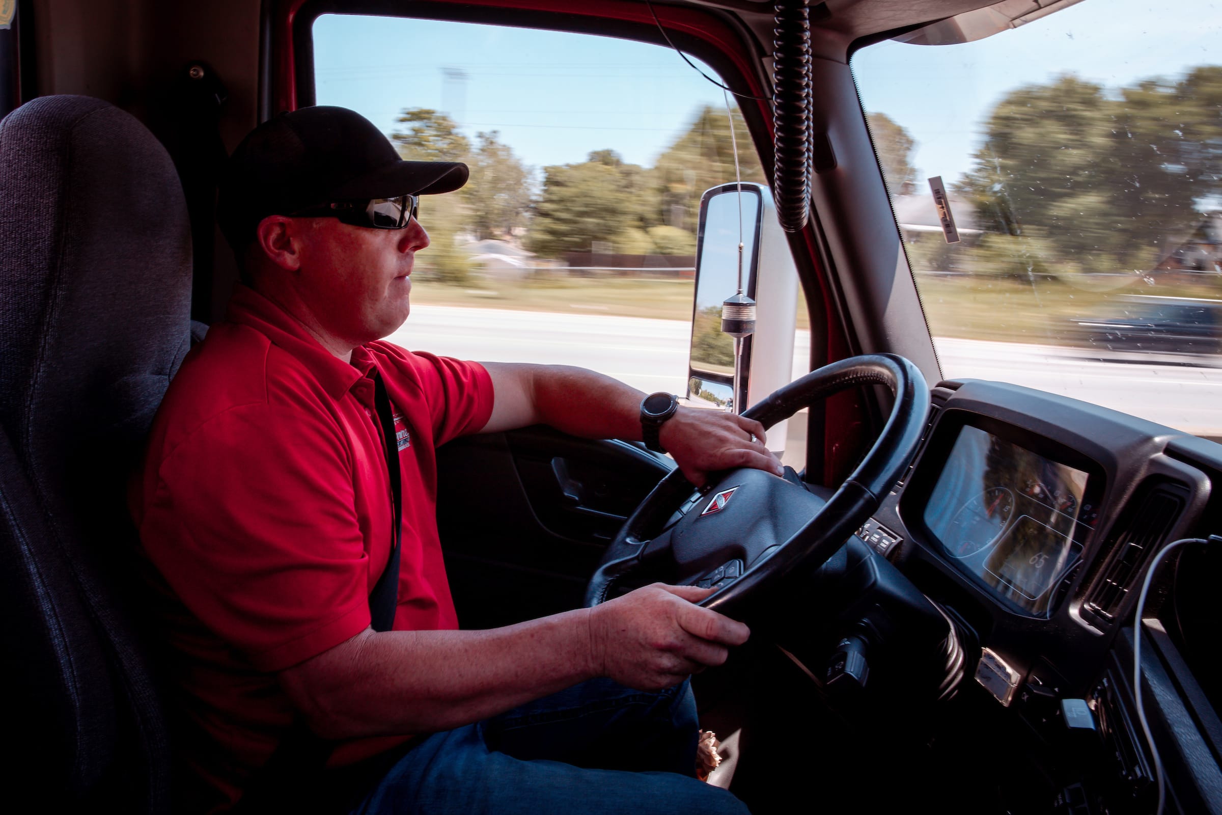 A local truck driver driving 