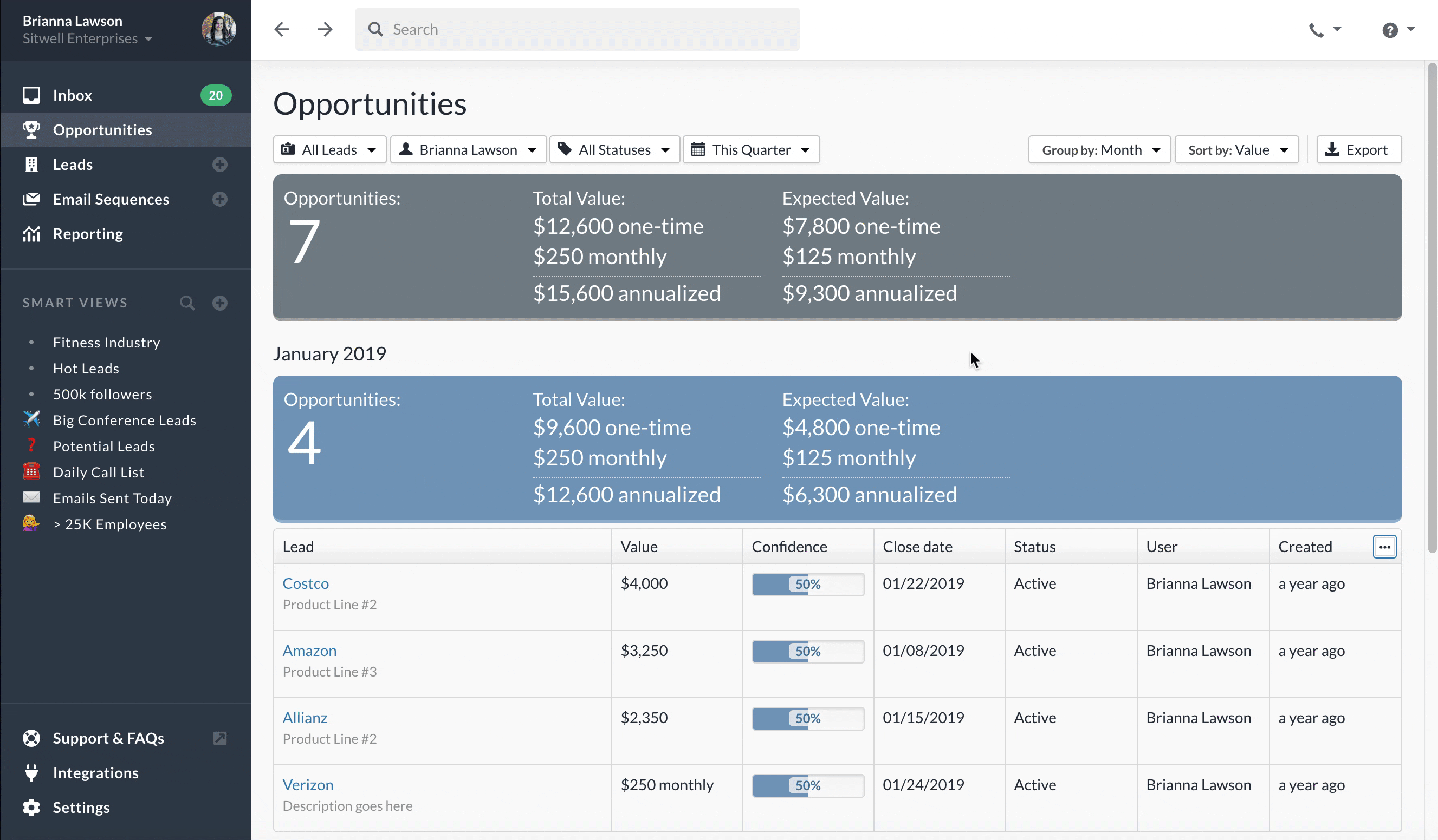 Customize your Opportunity Overview Reports in Close CRM