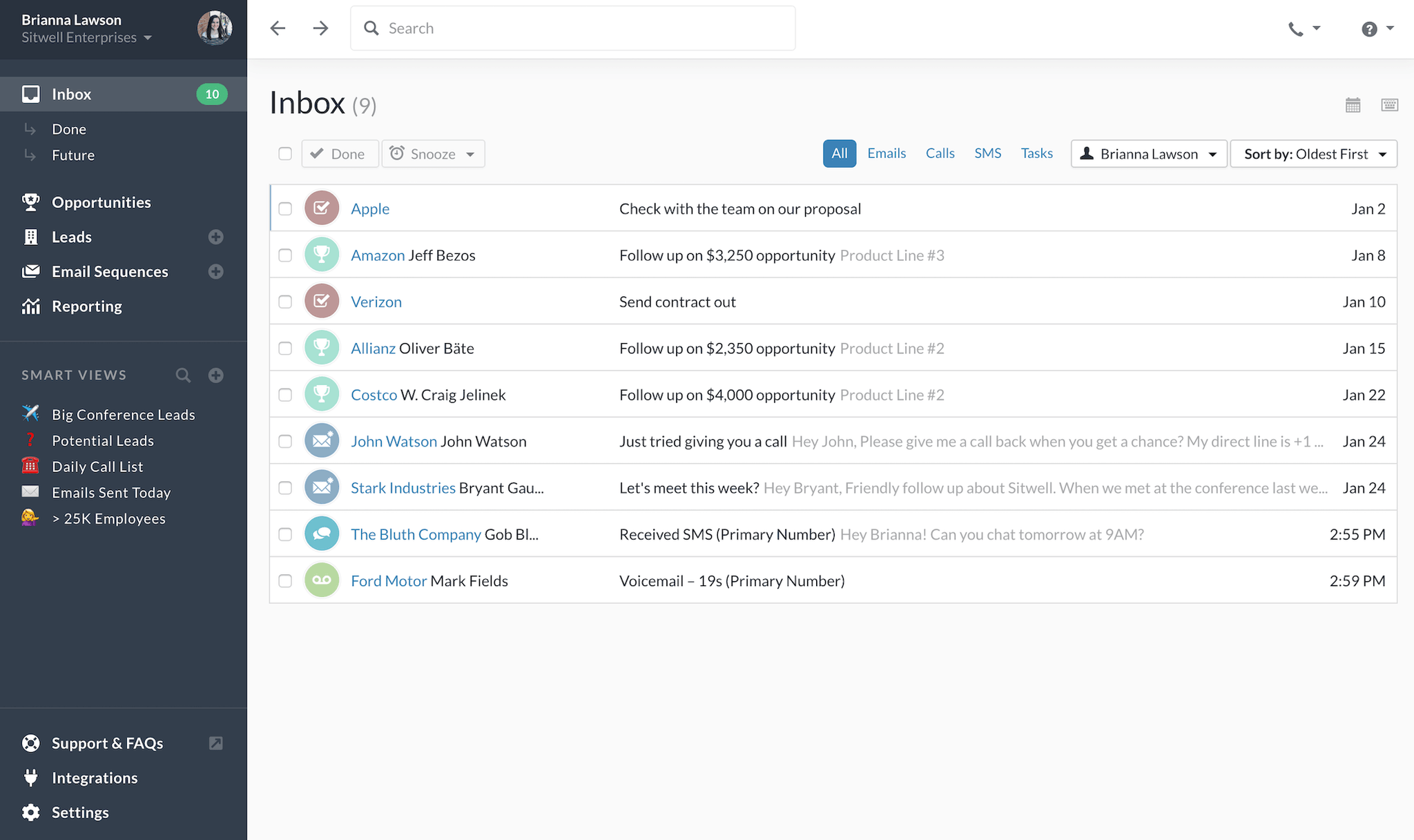 Close, sales management software