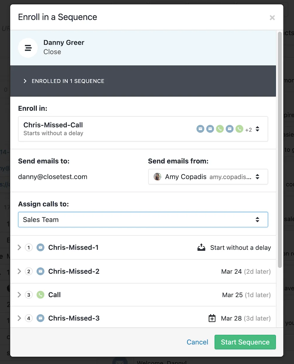 Enroll in a sequence
