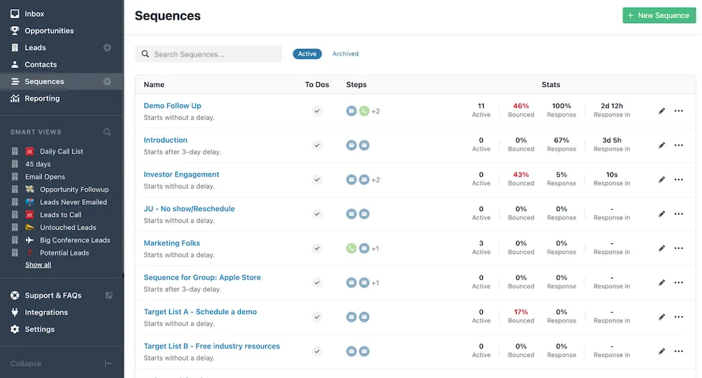 Sequence list in Close