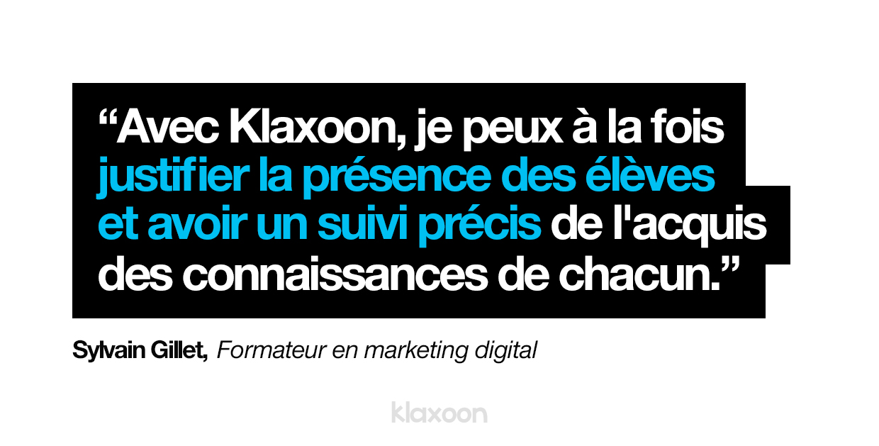 Avec Klaxoon, à la fois justifier la présence des élèves et avoir un suivi précis de l'acquis des connaissances de chacun.