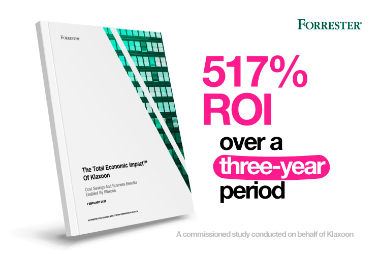 the total economic impact of Klaxoon concludes a 517% ROI over a three-year period