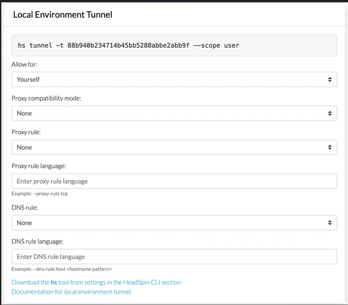 Configure Tunnel Options