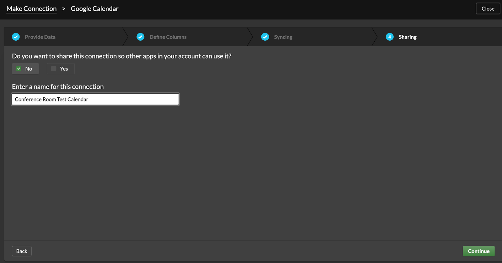 Creating Google Calendar Connections