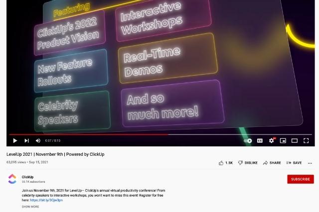ClickUps virtual event trailer with registration link