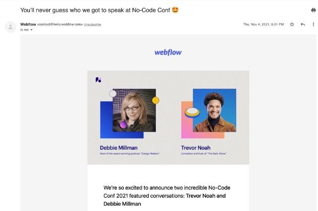 No-Code Conf speaker reveal email