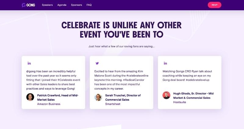 Gong Celebrate, past attendees testimonials