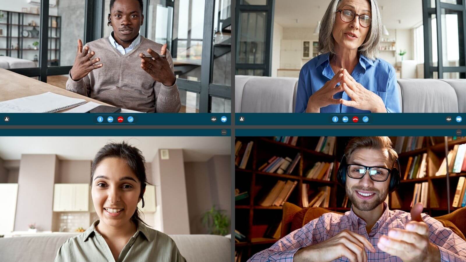 Four people on a webinar panel