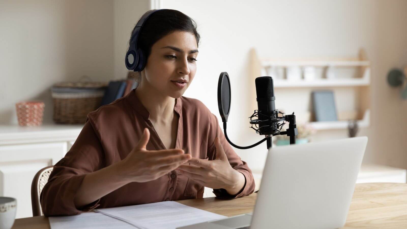 Woman presenting on a webinar