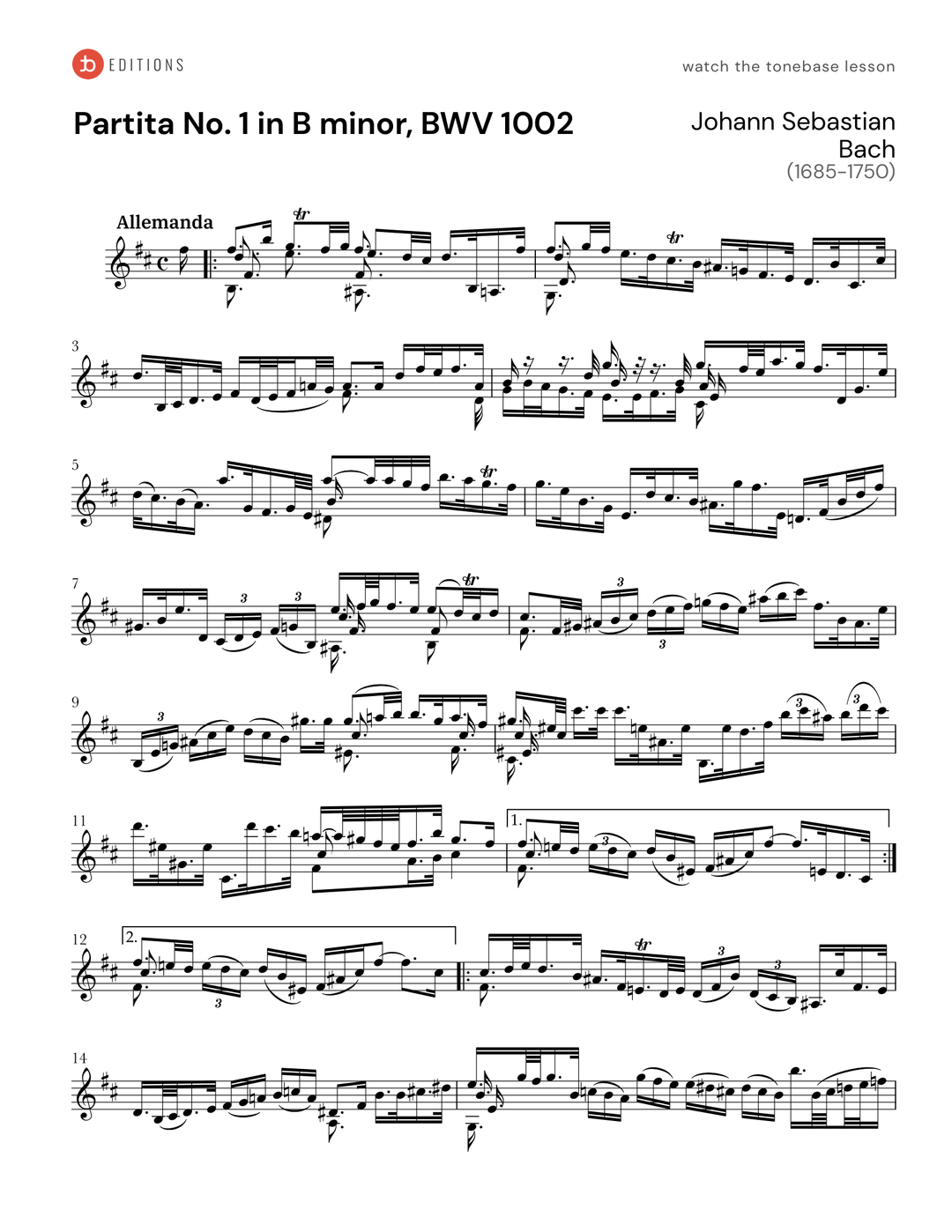 Free Violin Sheet Music | tonebase Violin