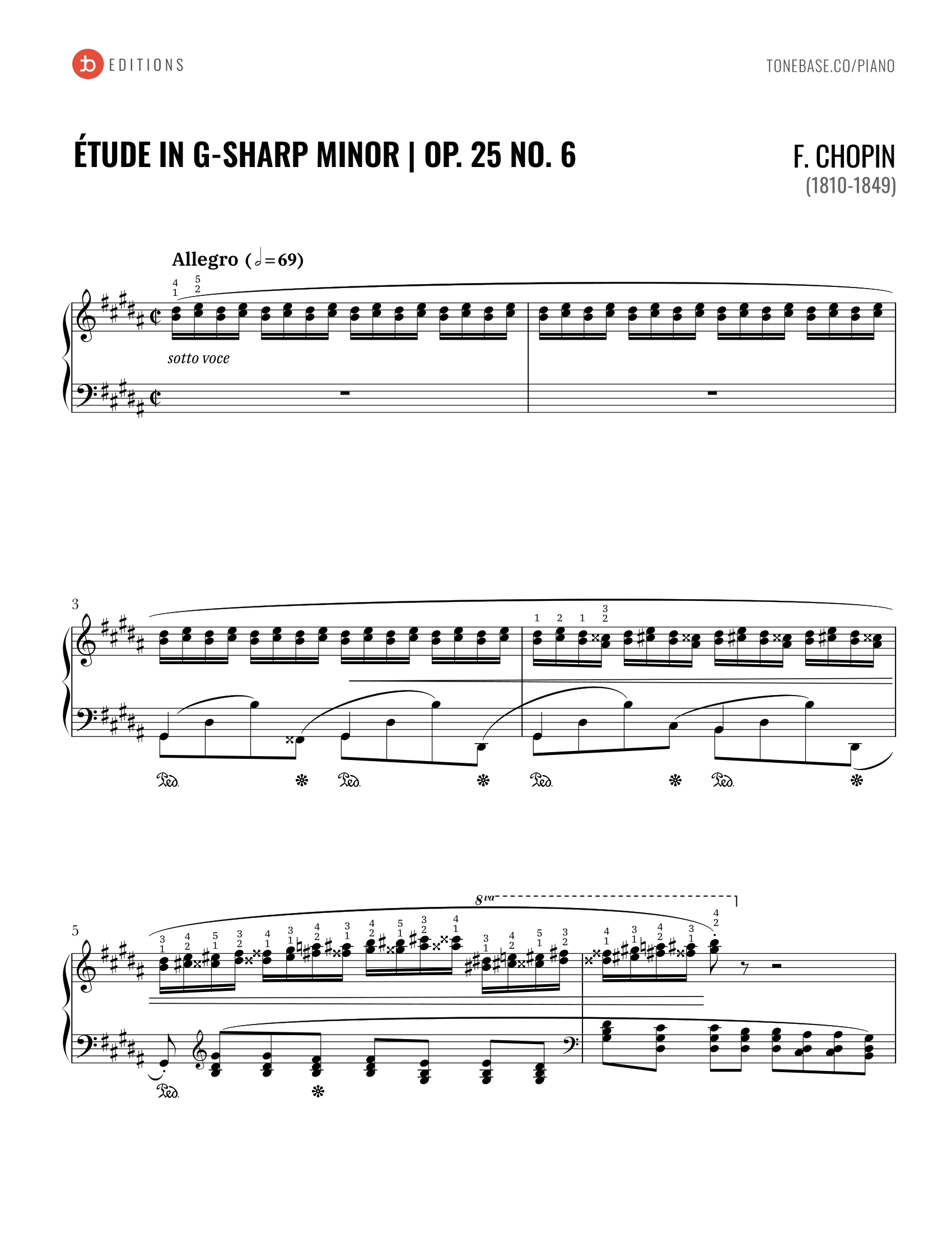 Frédéric Chopin Etude Op. 25 No. 6 in Gsharp Minor 