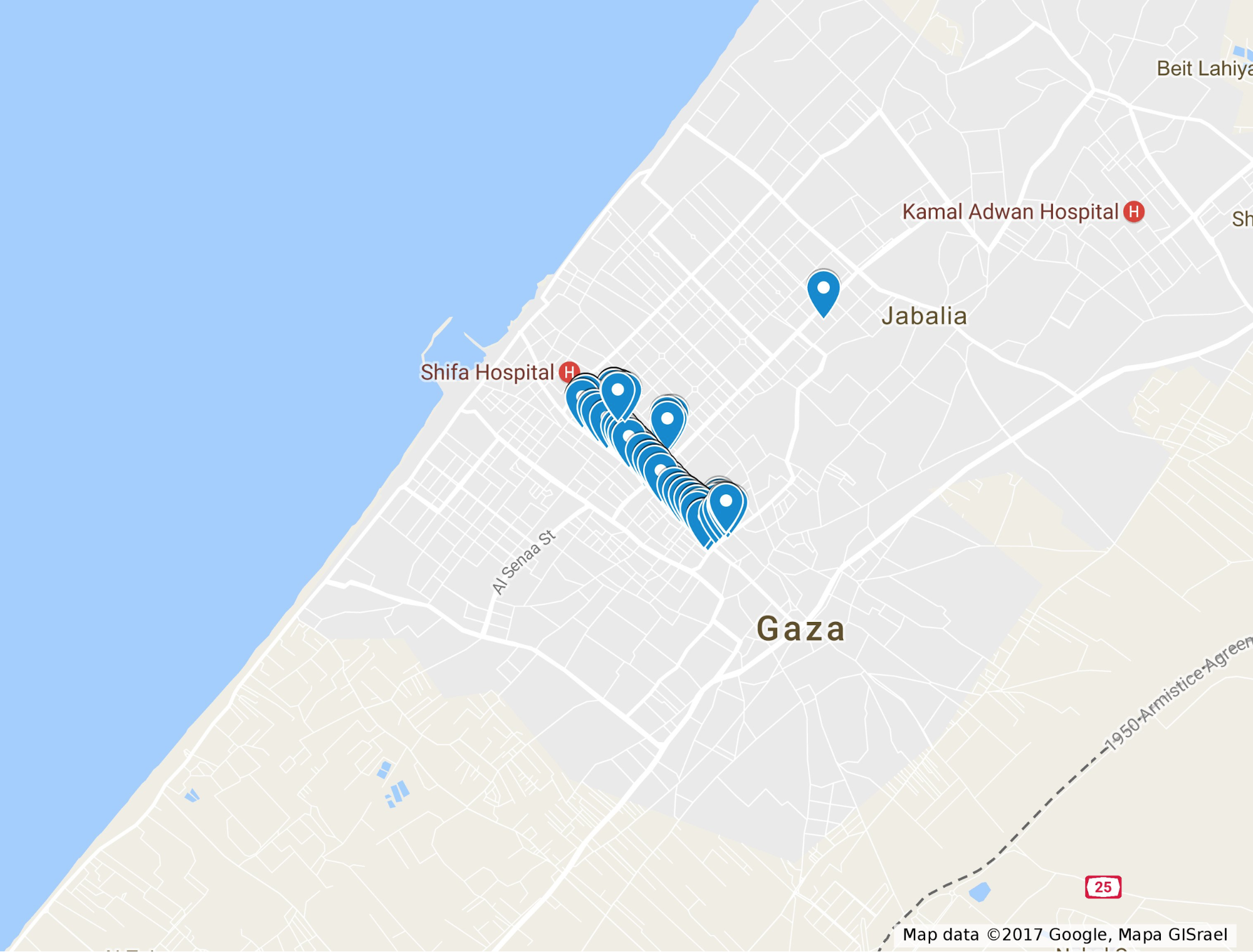 Map of potential targets
