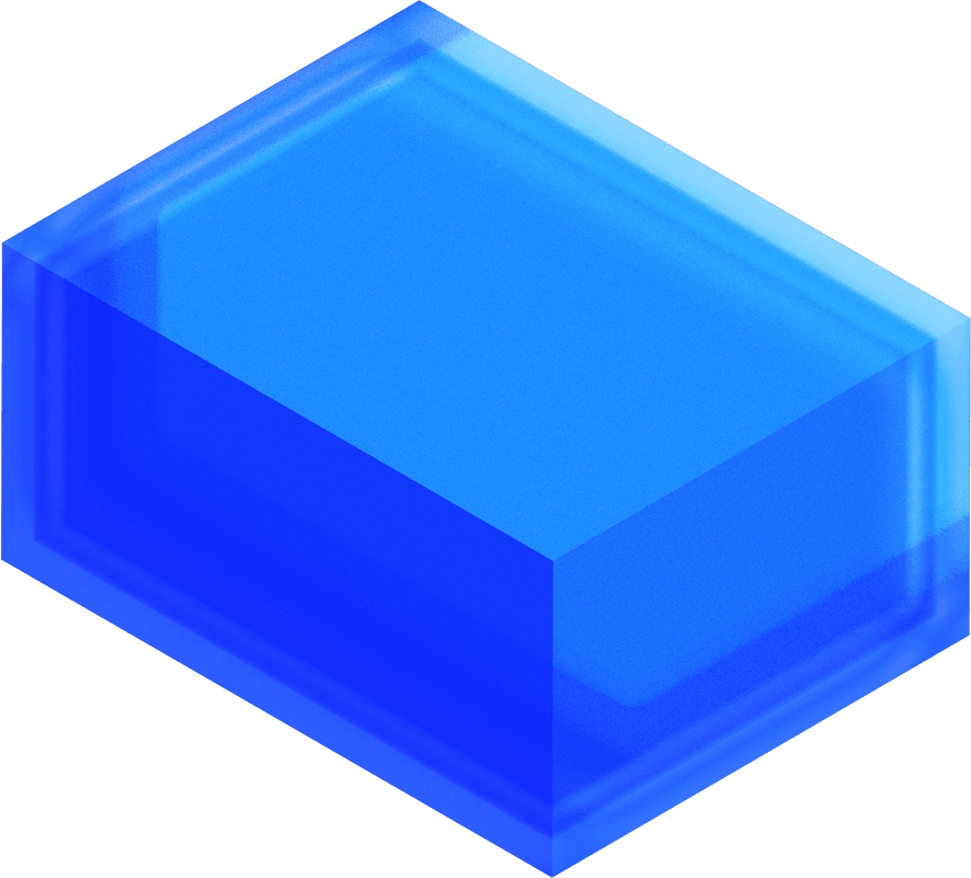 Colorful, semi-transparent Moderne symbol breaking apart like a puzzle