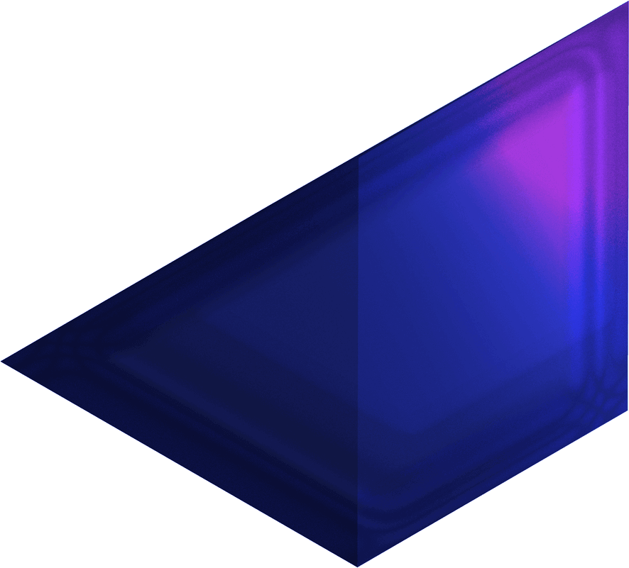 Colorful, semi-transparent Moderne symbol breaking apart like a puzzle