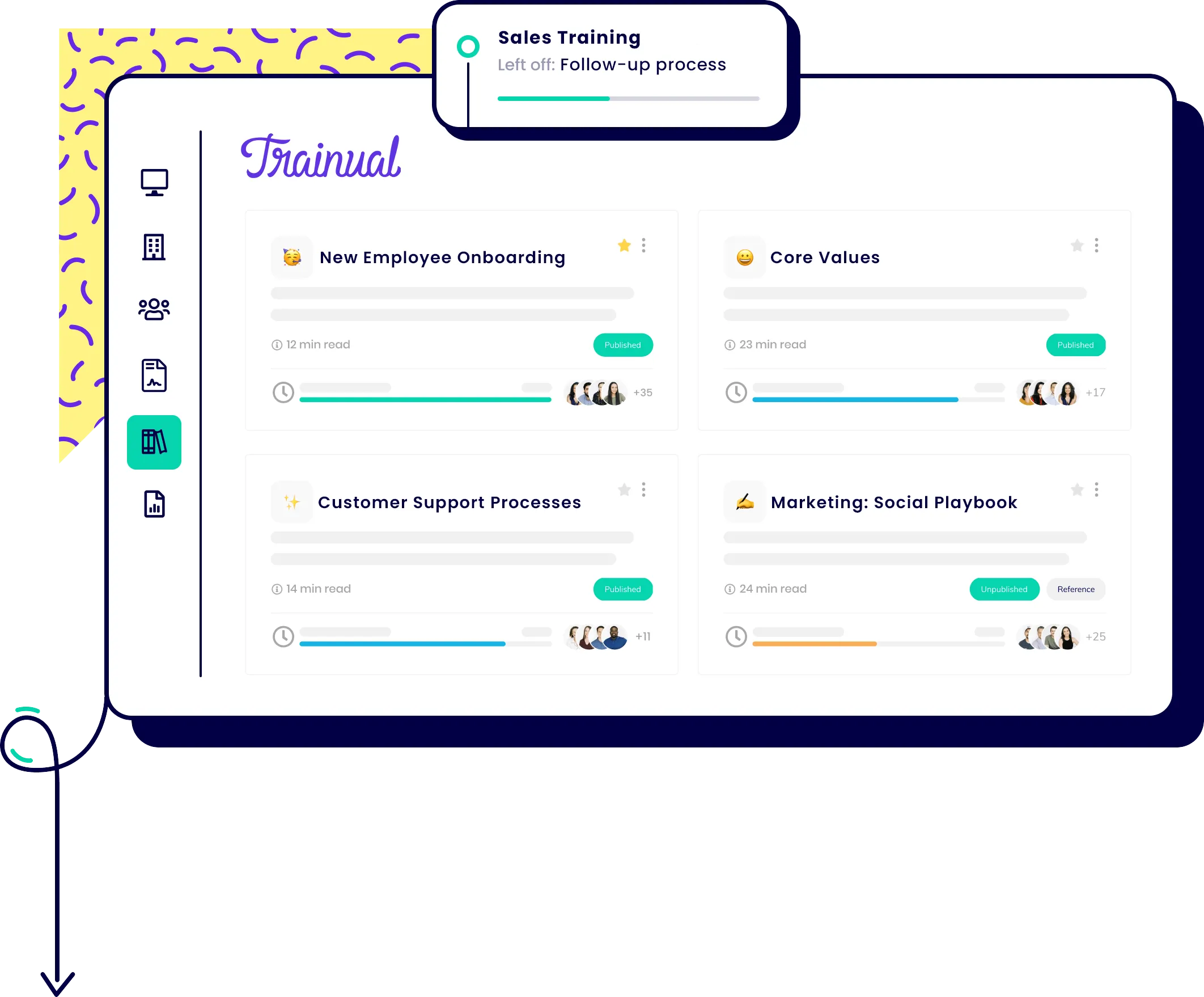 Trainual software for employee onboarding and training, knowledge management, SOP and process documentation