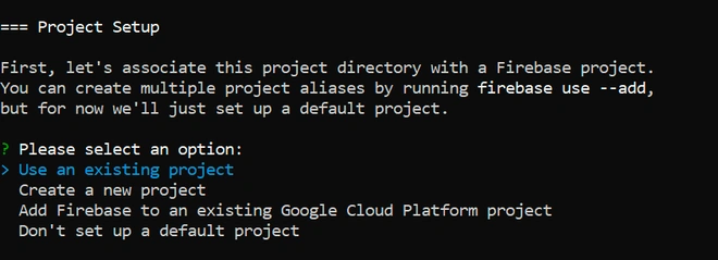 Associate project directory with Firebase project