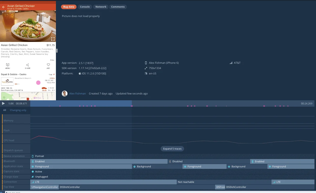 Bugsee dashboard