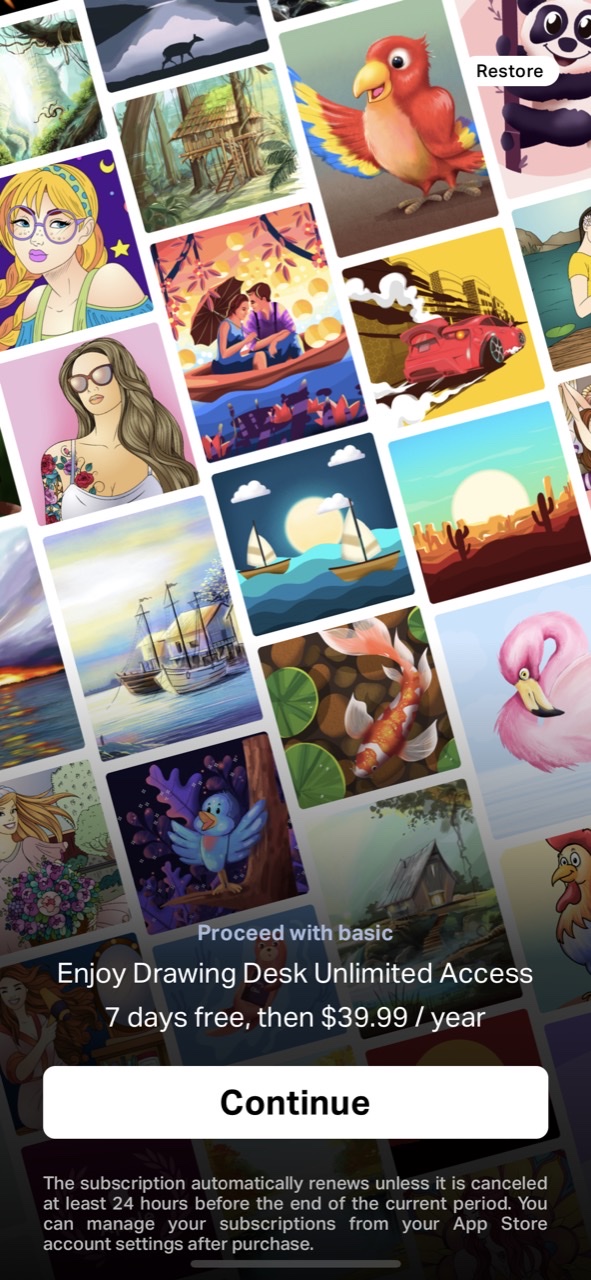 Drawing Desk Draw, Paint Apps — Paywall Screenshot (400K/mo)