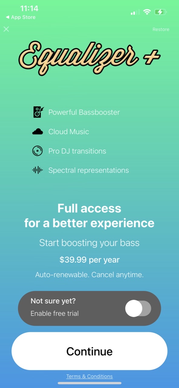 Equalizer+ HD music player — Paywall Screenshot (60K/mo)