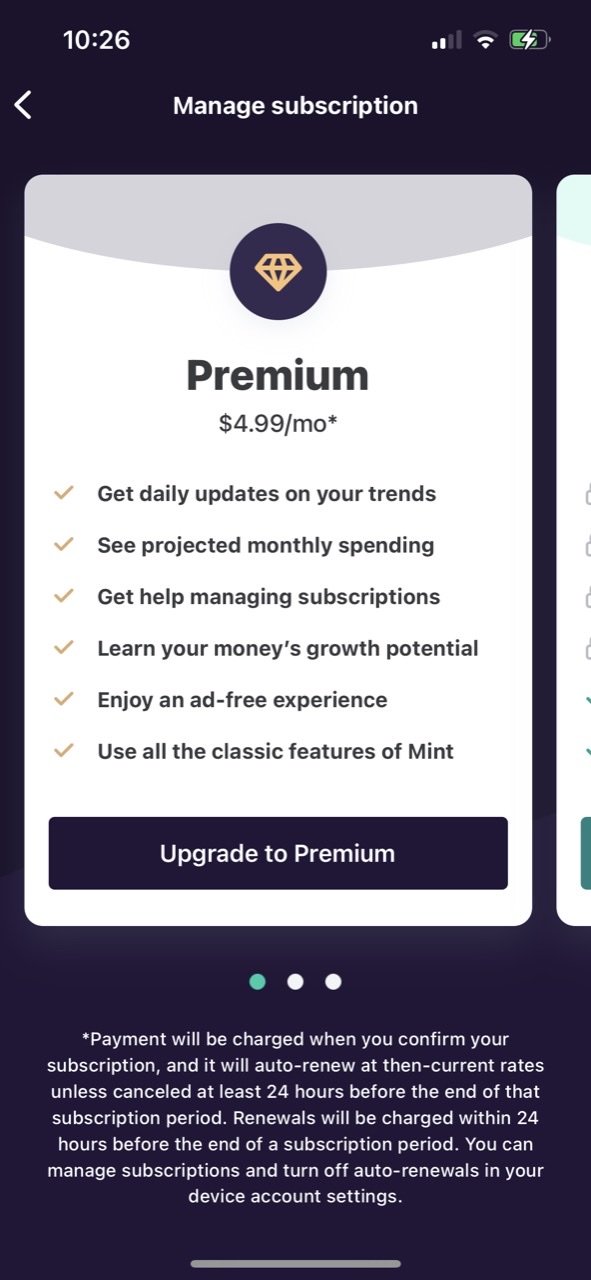 Mint Budget & Expense Manager — Paywall Screenshot (50K/mo)