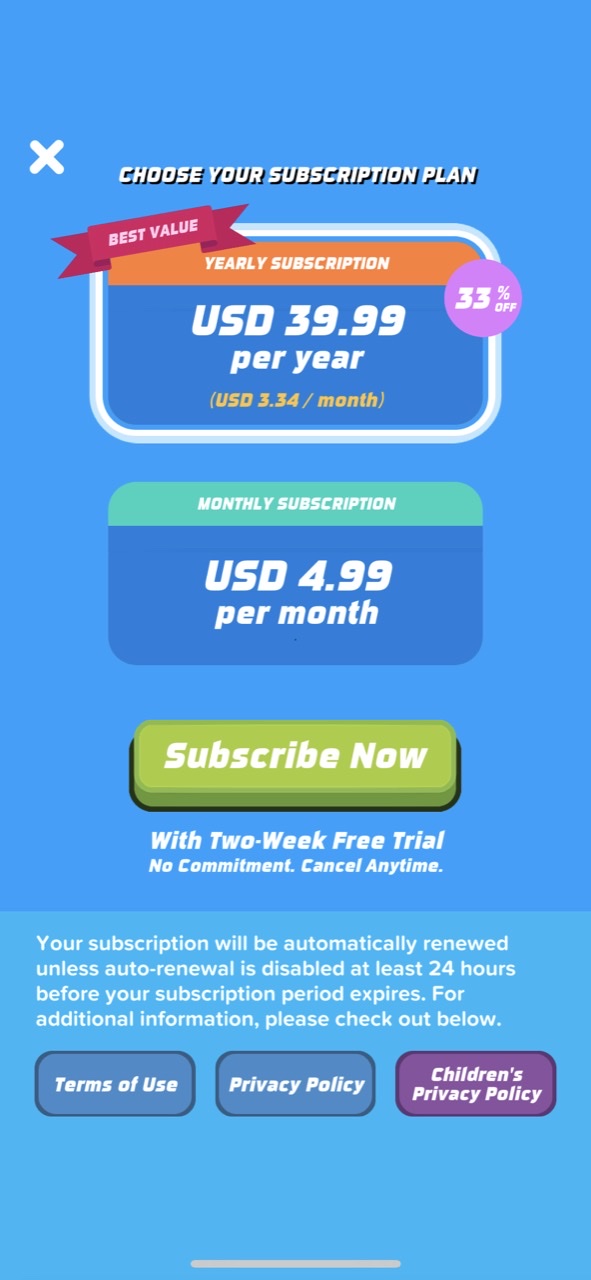 Multiplication Flash Cards App — Paywall Screenshot (0/mo)