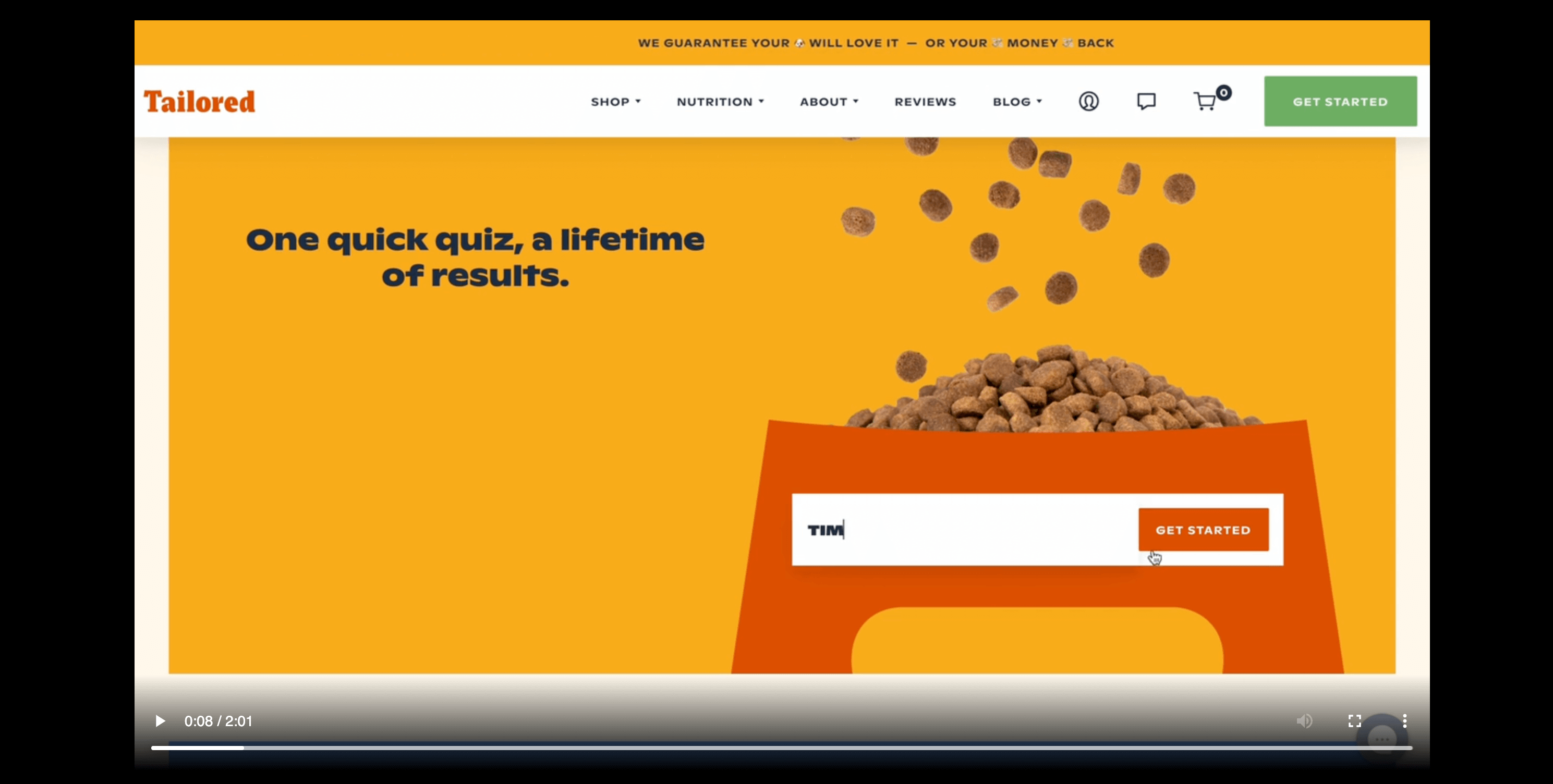 One of 100s of Shopify examples Tailored Pet Quiz