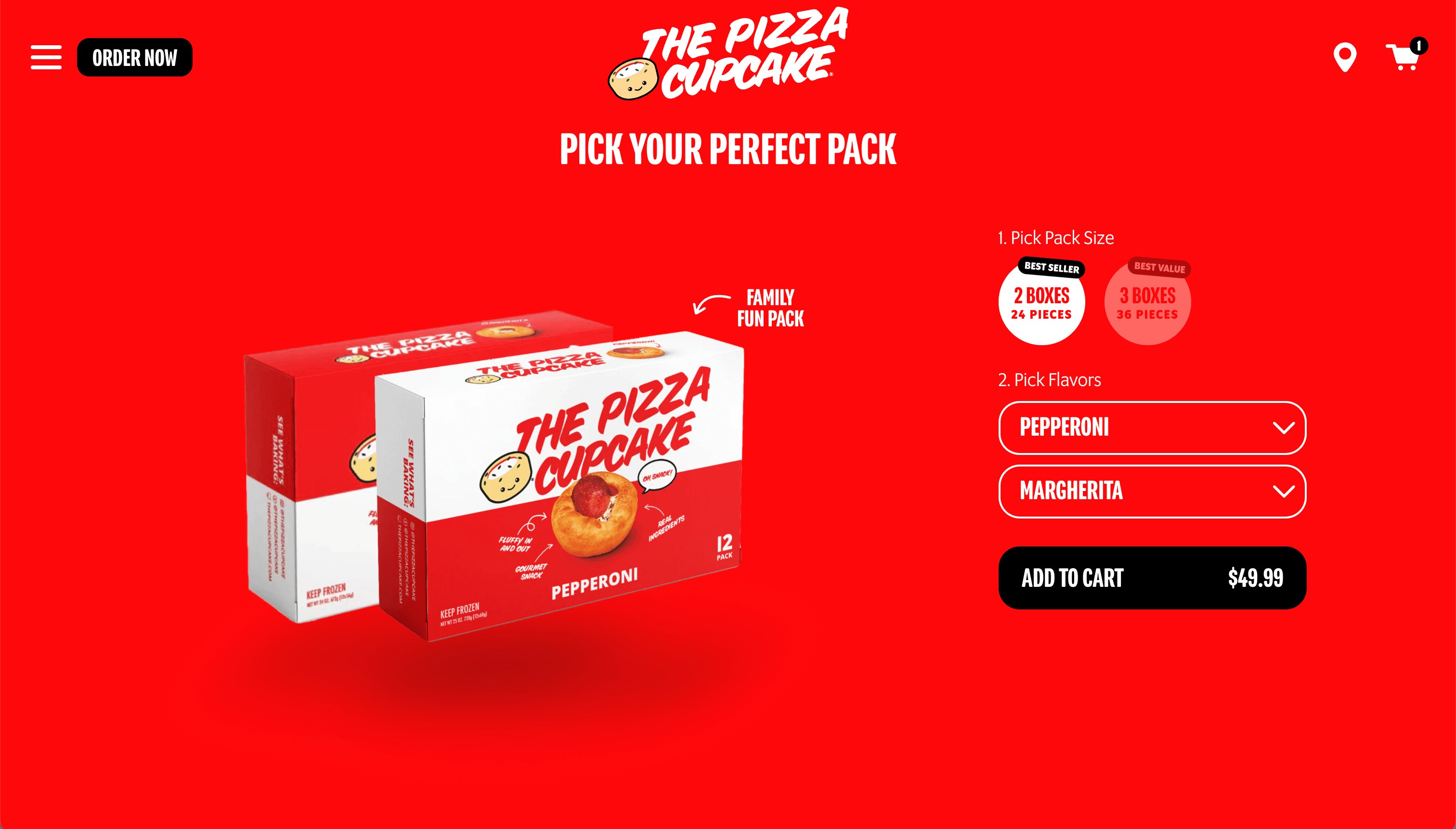 One of 100s of Shopify examples Pizza Cupcake PDP bundle