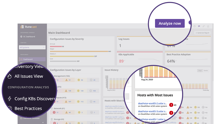Screenshot of the Runecast User Interface